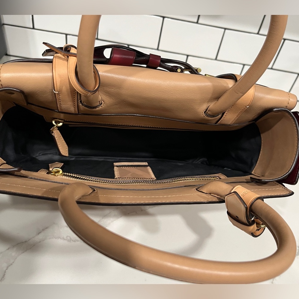 Reed Krakoff Tan and Burgundy Boxer Tote Bag - Picture 4 of 8